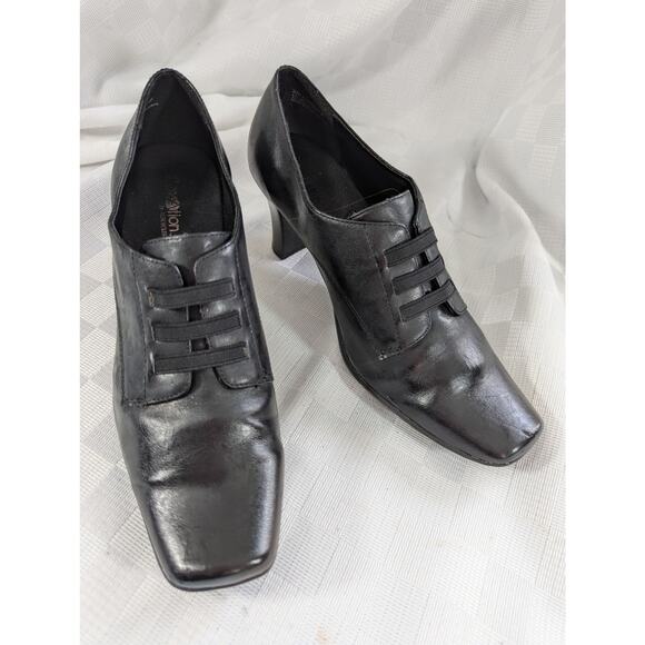 AEROSOLES! "FLEXATION" RUBBER SOLE, GENUINE BLACK LEATHER BOOTIES, HEELS! SZ 8M - Picture 2 of 10